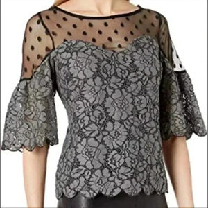 Anthropologie Plenty by Tracy Reese Women's Lace Blouse Polka Dot Sz M